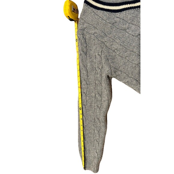 Brandy Melville Sweater Womens Large Gray Navy White Cable Knit Wool Pullover - Picture 7 of 9
